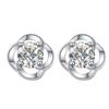 Fine Jewelry Flower Shape With GRA Certified 0.5CT Round Cut VVS1 Moissanite S925 Sterling Silver Studs Earrings of Women Gift
