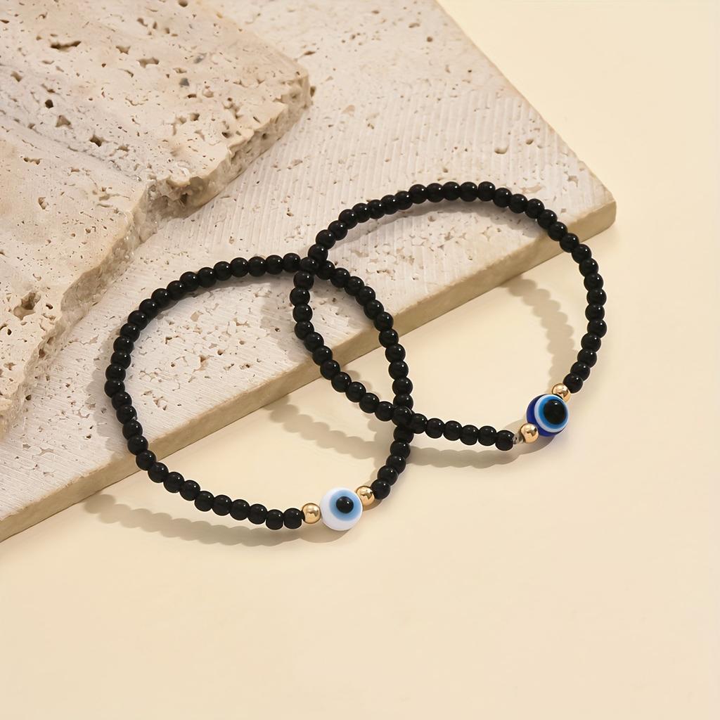 Blue Evil Eye Bracelet Duo – Trendy Matching Set for a Unique Everyday Look