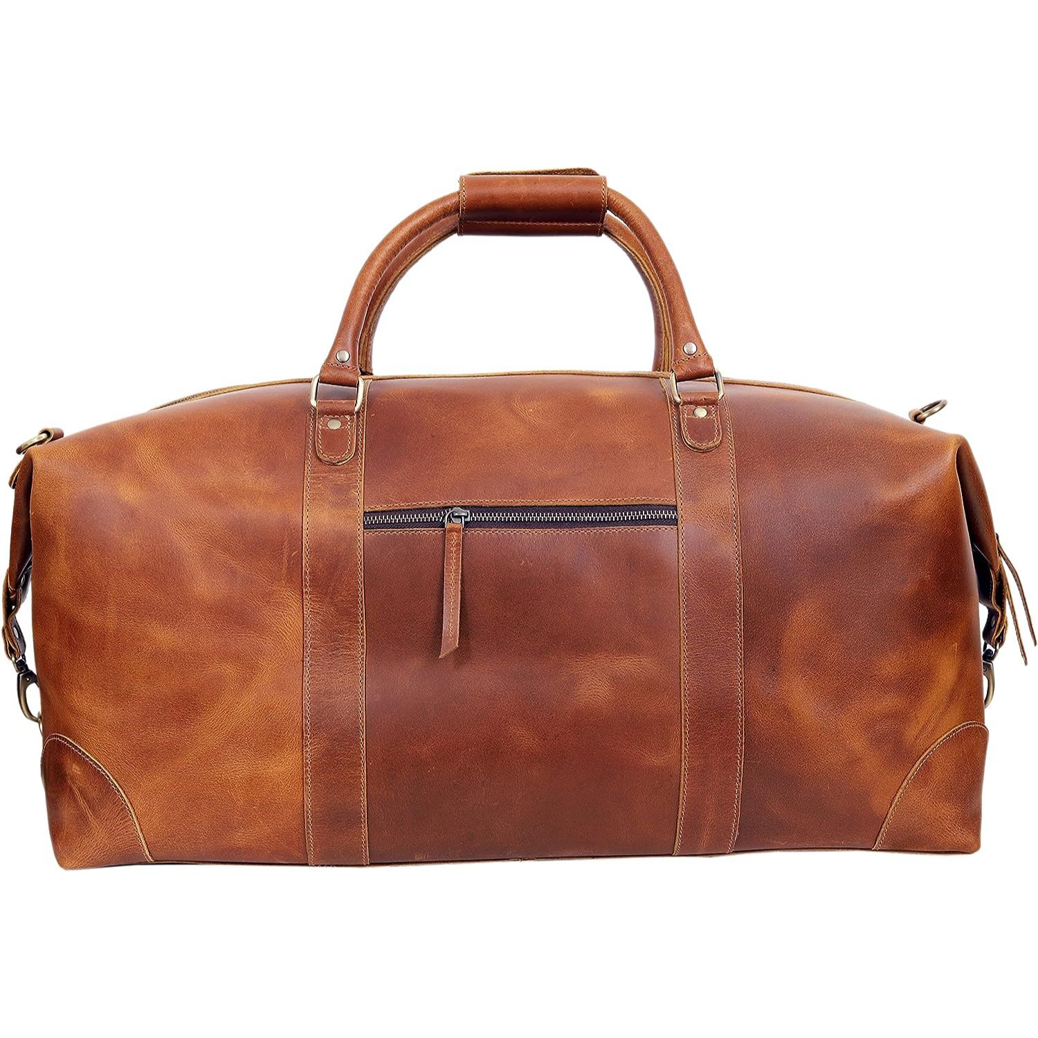 18-дюймовый винтажный кожаный дорожный мессенджер ручной работы с 24-дюймовым кожаным — фото 8