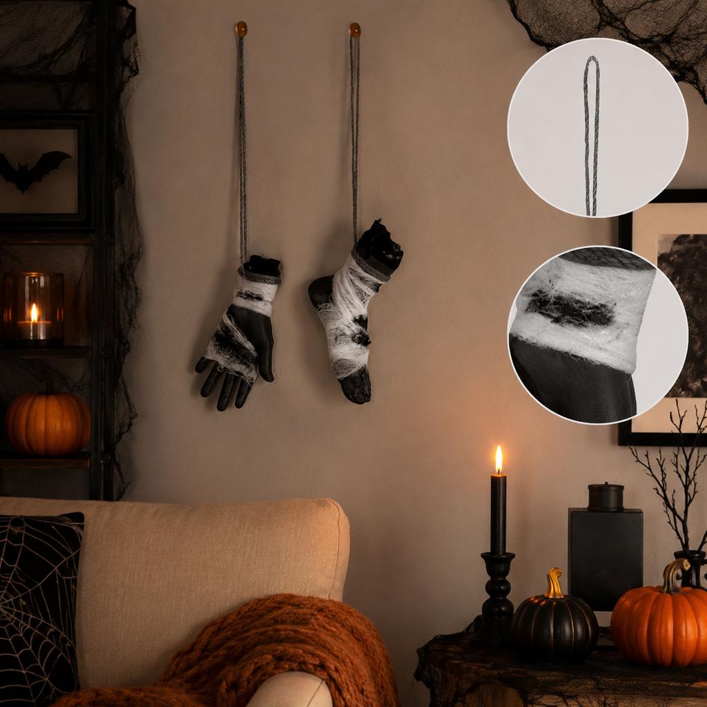 Halloween Scary Rope Hand and Foot Binding Prop with Bloody Wound Wraps for House Room Party Decorations