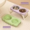 Double Bowls Pet High Footed Bowl Anti-flip Elevated Pet Feeder Bowl  Wet Dry Food