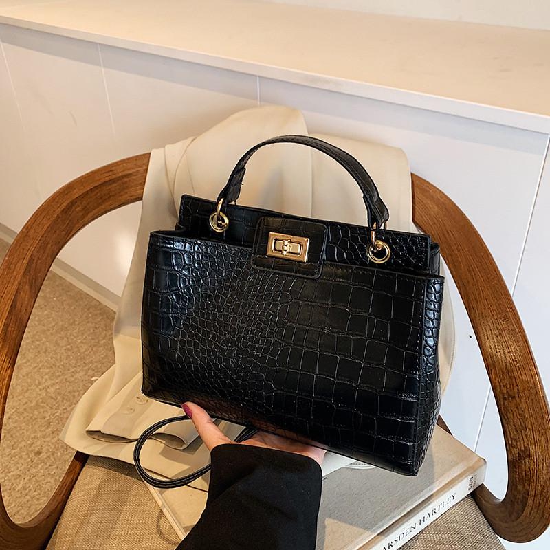 Stylish High-quality Crocodile Pattern Handheld Small Square Bag For Women With Large Capacity