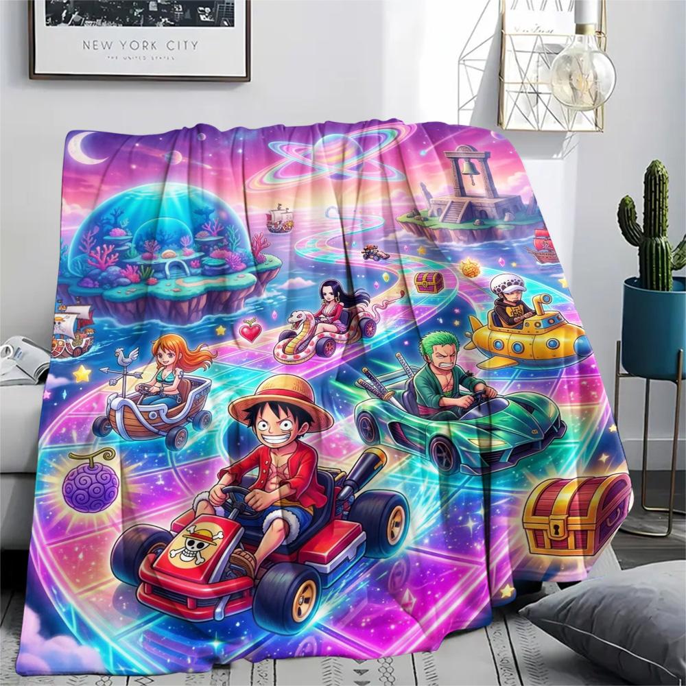 One Piece Luffy Print Flannel Blanket, Ultra Soft High Quality All Seasons Warm Throw, Home Decor Cozy Blanket, Perfect Christmas Gift