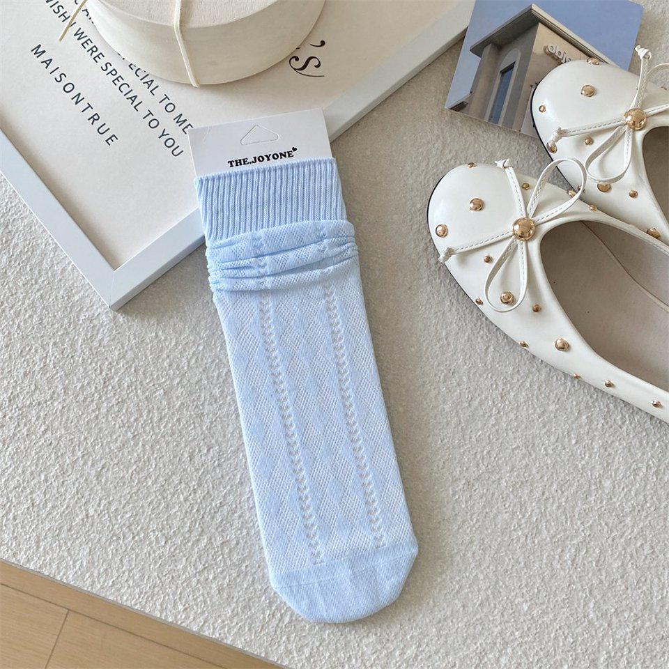 Women's Ballet-Style Mid-Calf Slouch Socks - Thin, Breathable, Diamond Mesh Design, Hollow, Boneless, Great for Summer