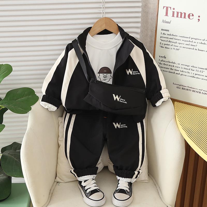 

Мода для мальчиков 2025 Весенний комплект-тройка для младенцев и малышей - Одежда для улицы 110 cm