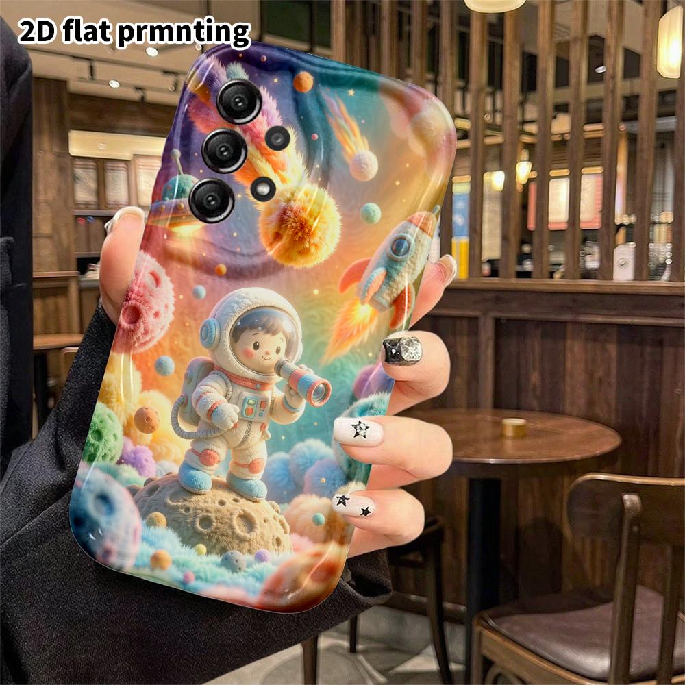 Phone Case: 2D flat, suitable for Samsung Galaxy A34 A35 M05 M06 S20 S22 S21 FE Plus 5G protective case, astronaut space theme, perfect Christmas and