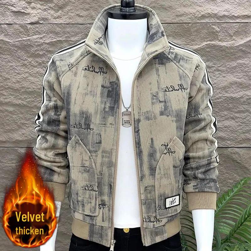 Men s Trendy Fleece-Lined Thick Cardigan Jacket - 2024 Autumn/Winter Collection L (Suggested 100-120 jin)