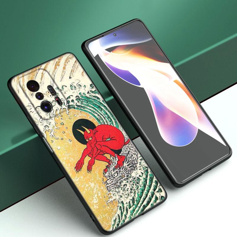 Japanische Welle Anime Drache Handyhülle Für Xiaomi Mi A2 8 9 SE Note 10 10T 11 12 Lite 9T 11T 12S 12T Pro A3 6X 12X TPU Schwarze Hülle