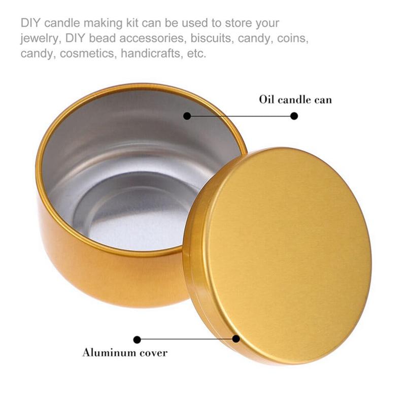M-Modern-24 Adet Mum Kavanozu Dekoratif Etiketler Boş Saklama Kutuları Mum Teneke Kutusu Şamdan Tutucular Yuvarlak Teneke Kaplar