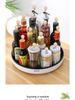 Rotating Kitchen Spice Set: Salt & Sauce Storage Jars with Tray