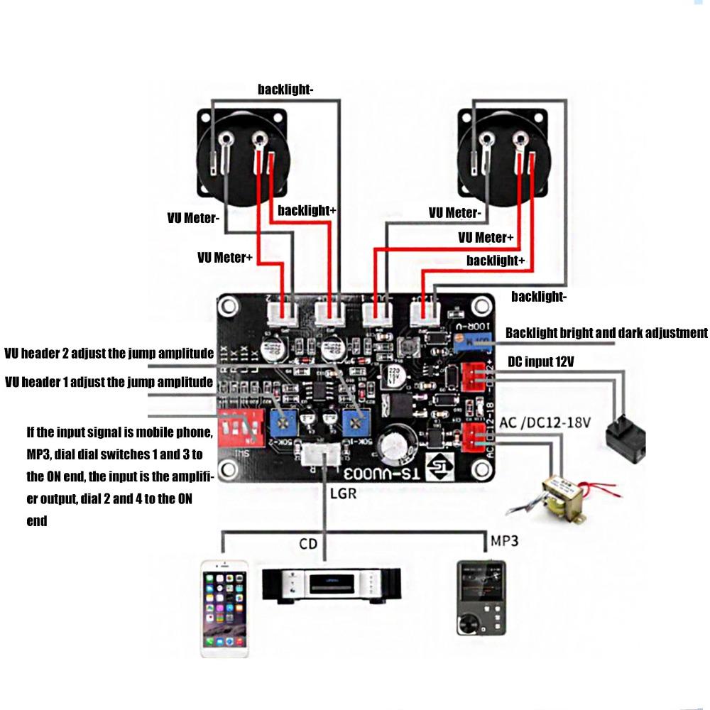 Backlight VU Meter Driver Board Adjustable Audio Level Indicator Panel Power Amplifier