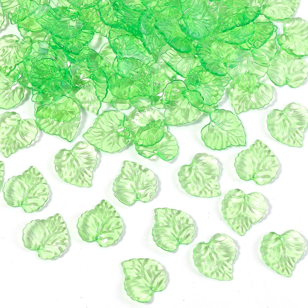 20-200pcs/lot Transparent Green Leaves Beads Loose Acrylic Charms Beads For DIY Pendant Earrings Necklace Jewelry Accessories