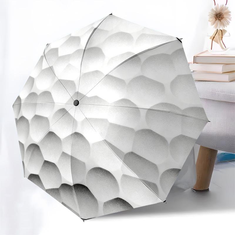1pc Golf Ball Texture Automatic Folding Umbrella, Heavy Duty 8 Rib Iron Frame, Suitable for Travel, Daily Use, Birthday, Decor Gift 99