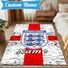 Custom Name England Heritage Crest Rug Game Carpet, Floor Mat for Bedroom Living Room Entryway Rug, Home Decor Idea Gift for Christmas Birthday