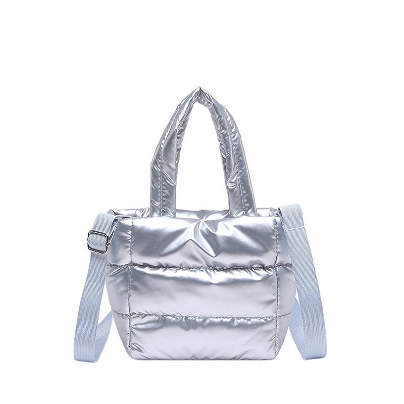 Simple Quilted Crossbody Shoulder Bag for Women, Lightweight Cotton Handbag, Casual Stitched Bucket Bag for Daily Wear CLE