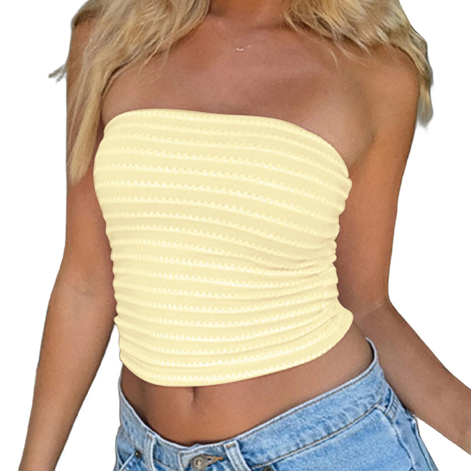 

Женская майка летняя полосатая без рукавов облегающая майка-труба XS жёлтый