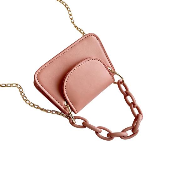

Women Crossbody Bag Small Handbag with Removable Metal Chain Shoulder Strap Crossbody Purse рожевий