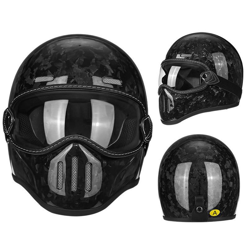 Retro Fiberglass Full Face Helmet for Motorcycles - Unisex Pig Nose Design, Small Shell for Harley Cruiser American Bikes