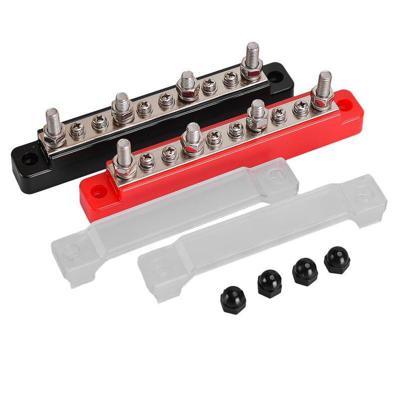 1 Pair 10 Way Power Distribution Terminal Block Battery Bus Bar Fit For Automotive Boat Car Truck Ship Yacht