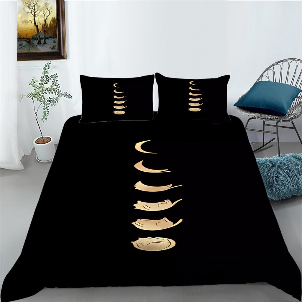 Ensemble de literie Housse Couvre-lits Dessin animé Chat mignon Taie d'oreiller Textiles de maison Ensemble housse de couette