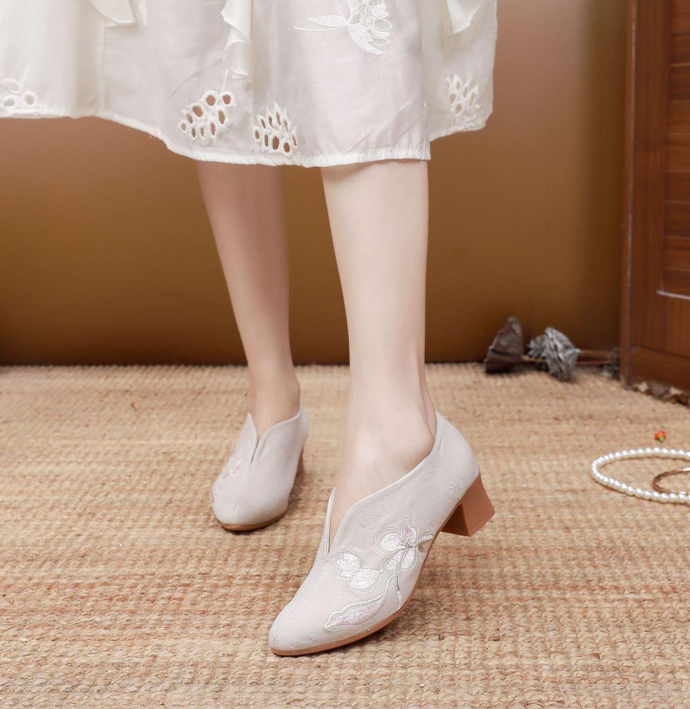 Lvtixin Women's Retro Embroidered Chunky Heel Shoes for Hanfu