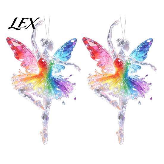 Cute Hanging Accessories 2Pcs Glitter Ballet Girl Keychain, 2D Acrylic Pendant for Bag Backpack, Sparkling Durable Crafts Dancer Car Rearview