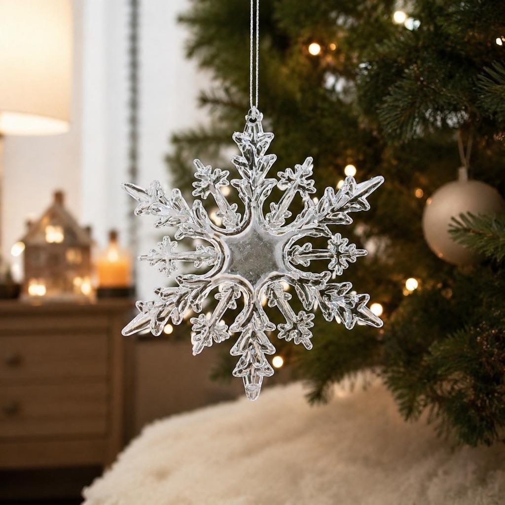 Acrylic Icicle Christmas Tree Ornament, Clear Snowflake Hanging Decoration for Holiday Party, 1 Piece