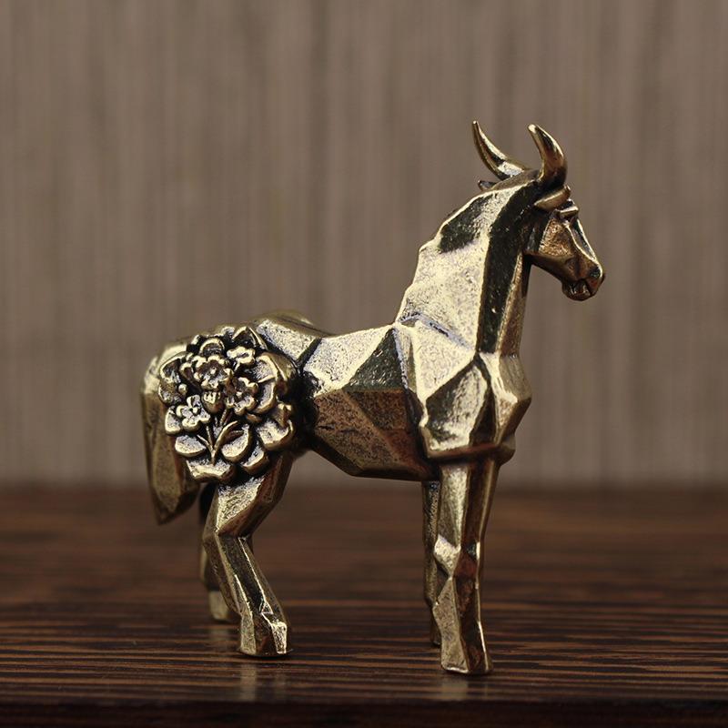 1PC Horse Figure Home Decor Ornament, Zodiac Sign, Horse Brass Statue Ornament Get Rich Immediately, Handicraft, Brass Ornament