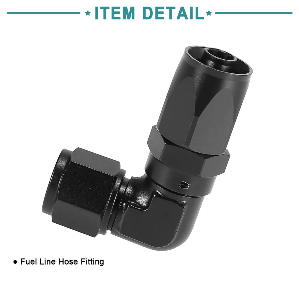 ACROPIX Fuel Line Hose End Fitting Female Swivel Coupler Hose Union Aluminum Alloy 90 Degree AN8 Black 1pcs