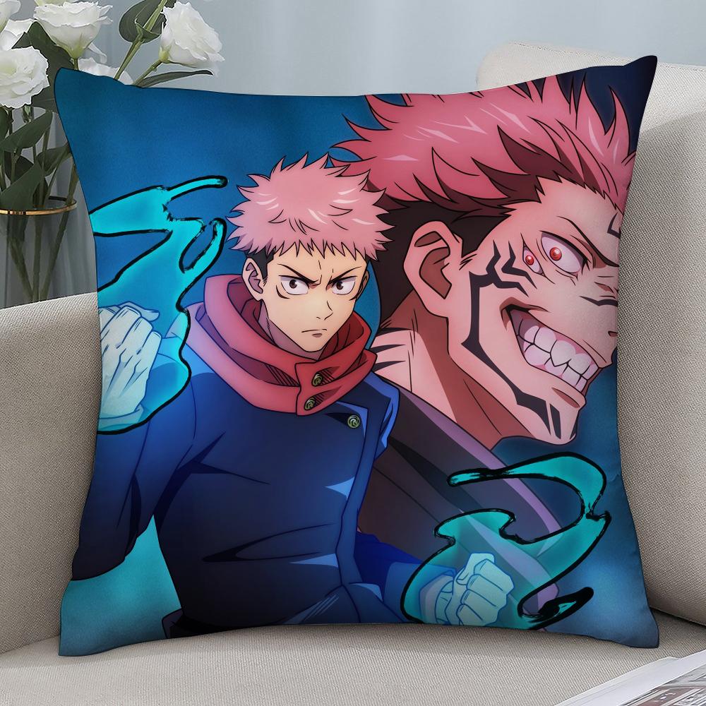 J-Jujutsu Kaisen Ryomen Sukunas Pillow Case Short Plush Pillow Covers Sofa Decor Gift Home Double-Sided Printing Cushion Cover