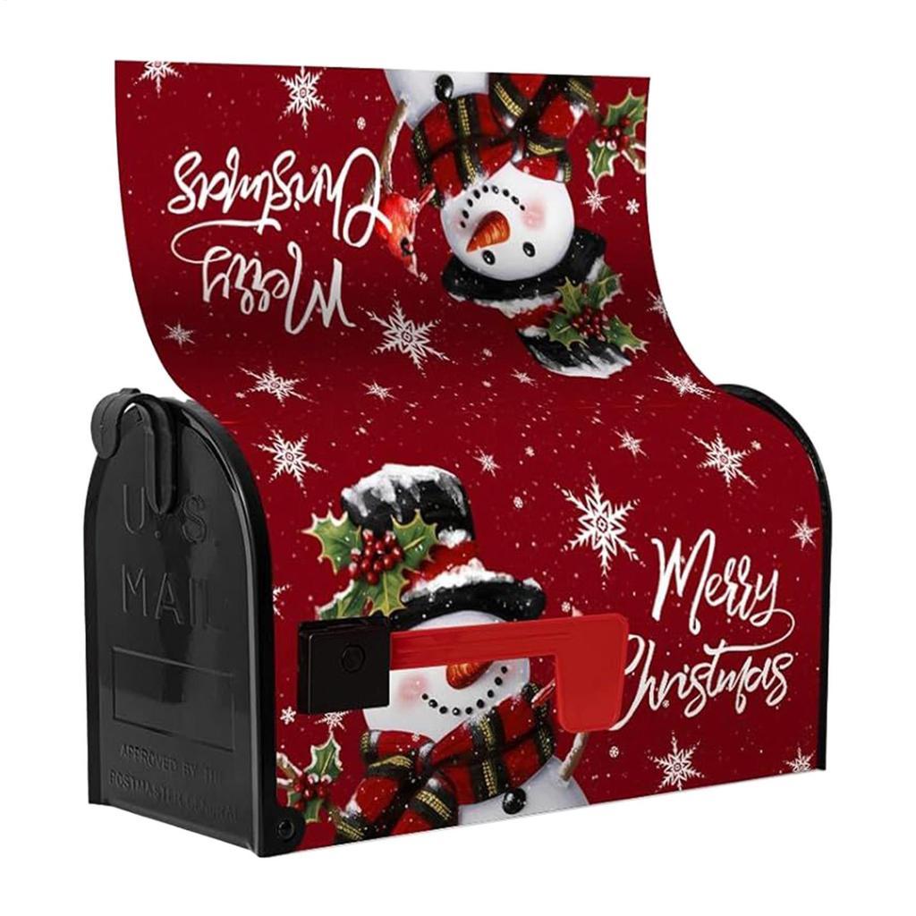 Christmas Snowman Mailbox Cover 21 X 18 Inch Magnetic Winter Snowflake Mailbox Cover Christmas Post Letter Box Wraps for Garden