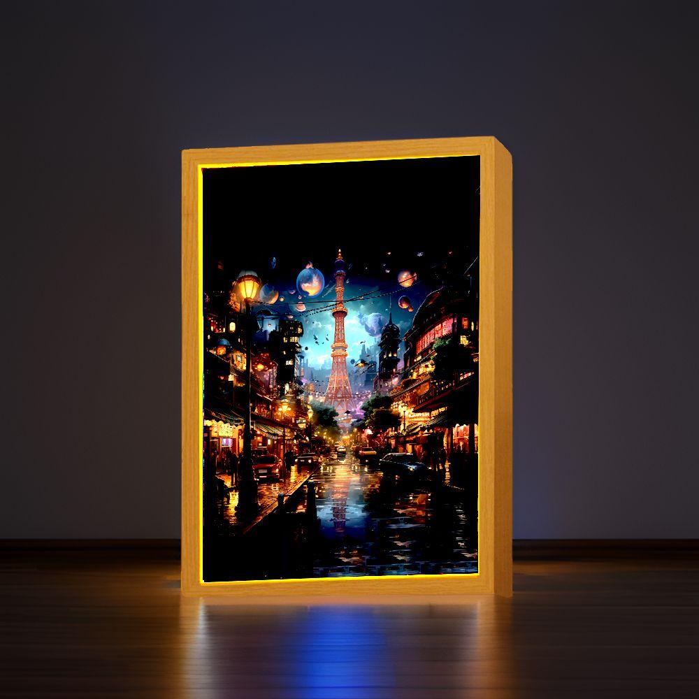 Beautiful City Shanghai Light Painting Photo Frame Led nightlight Wall Art Home Bedroom Bedside Lamps Moon Lamp Christmas Gifts