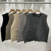 Dimanaf 2025 Autumn Women Buttons Sleeveless Vest Sweaters Style Loose Knitting Casual Sweater