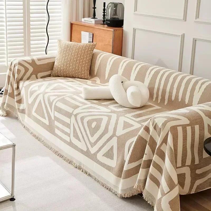 Bohemia Sofa Blanket Thicken Chenille Sofa Mat for Living Room Anti-scratch Geometric Printed Couch Protection Cover Home Decor