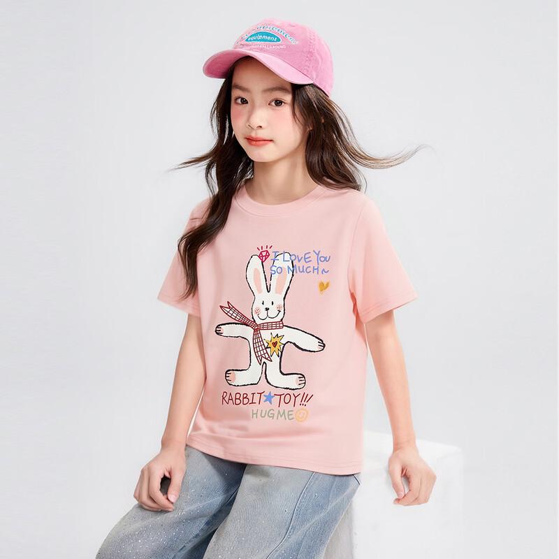 Girls' Cartoon Rabbit Print Short Sleeve T-Shirt