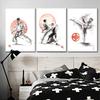 Japanese Minimalist Black Shotokan Samurai Karate Art Ink Canvas Painting Posters and Prints Wall Pictures for Living Room Decor