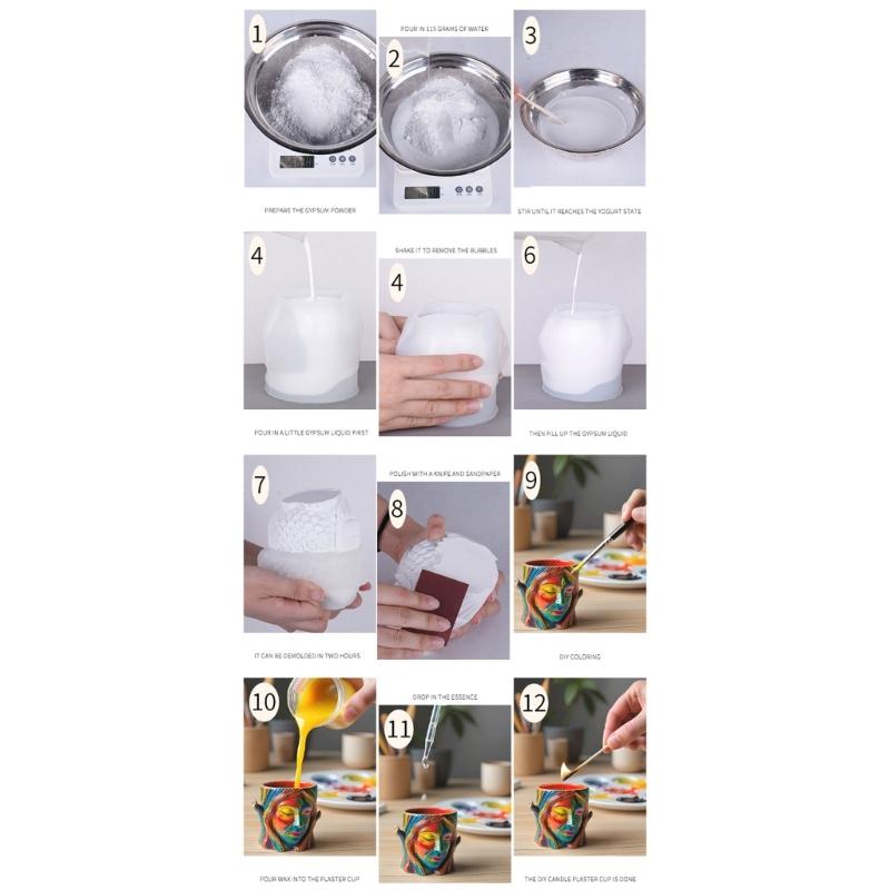 Silicone Tree Shadow Face Planter Mold With Easy Release For Handmade Resin Crafts Decorative Pots Candle Containers
