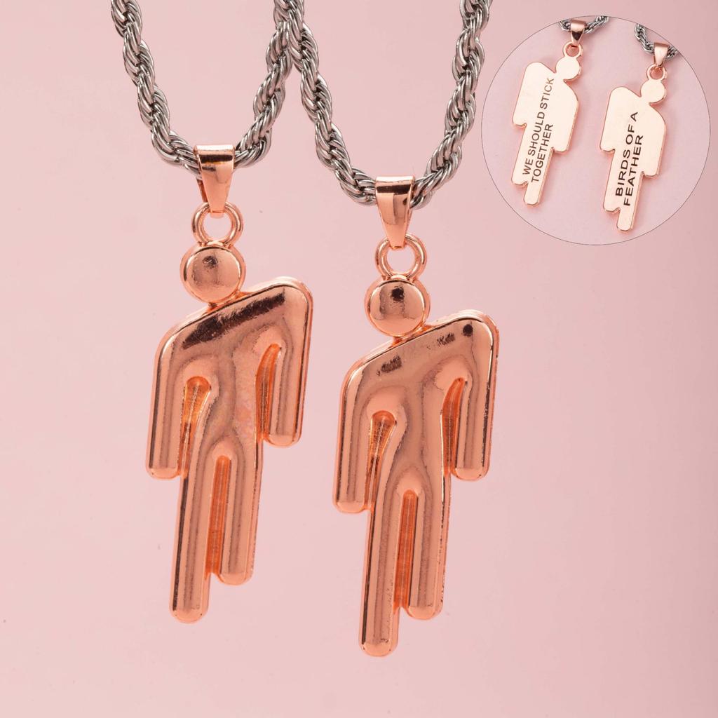 Trendy Hip Hop Double Crooked Head Pendant Necklace - Perfect Valentine's Day Gift