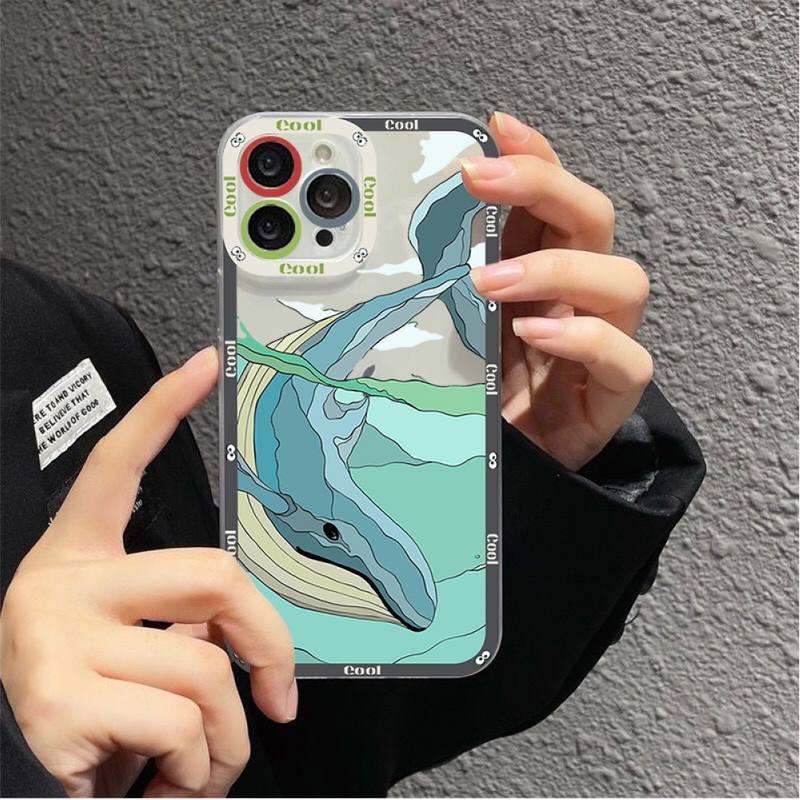 Underwater World Cute Whale Phone Case for iPhone 11 12 13 Mini Pro Max 14 Pro Max Case shell