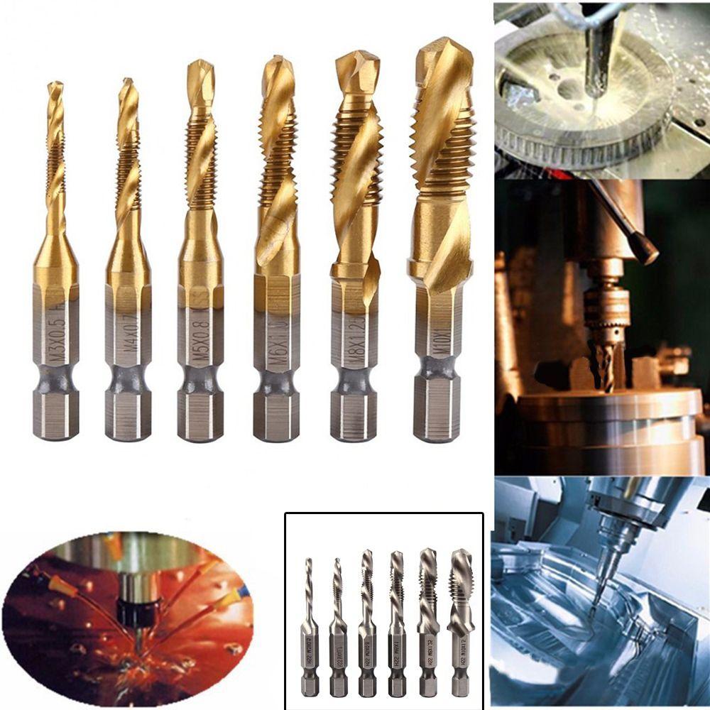 Titanium Coated Hex Shank Tap High Speed Steel Titanium Plated Tap  Thread Cutting