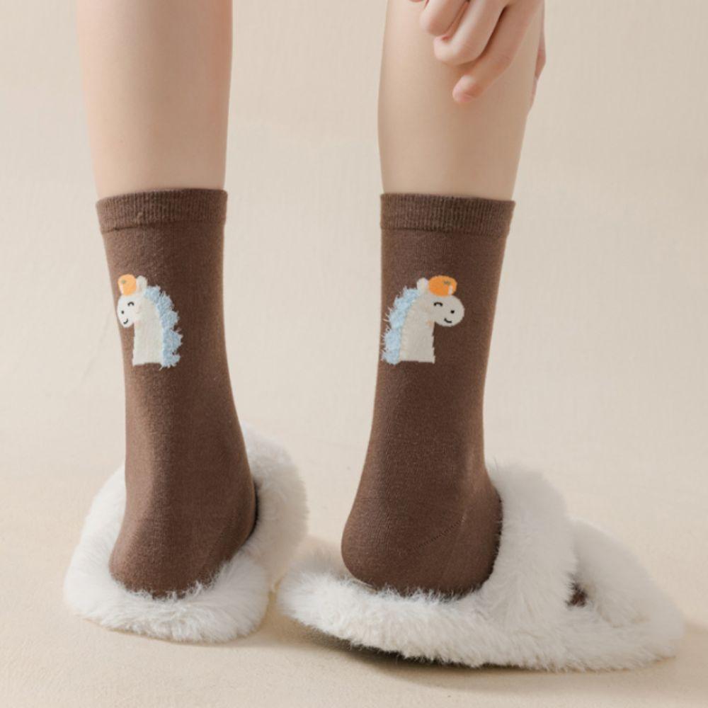 Winter Autumn New Year Tube Socks Cartoon Zodiac Year Cotton Socks Year of The Horse Socks  Women