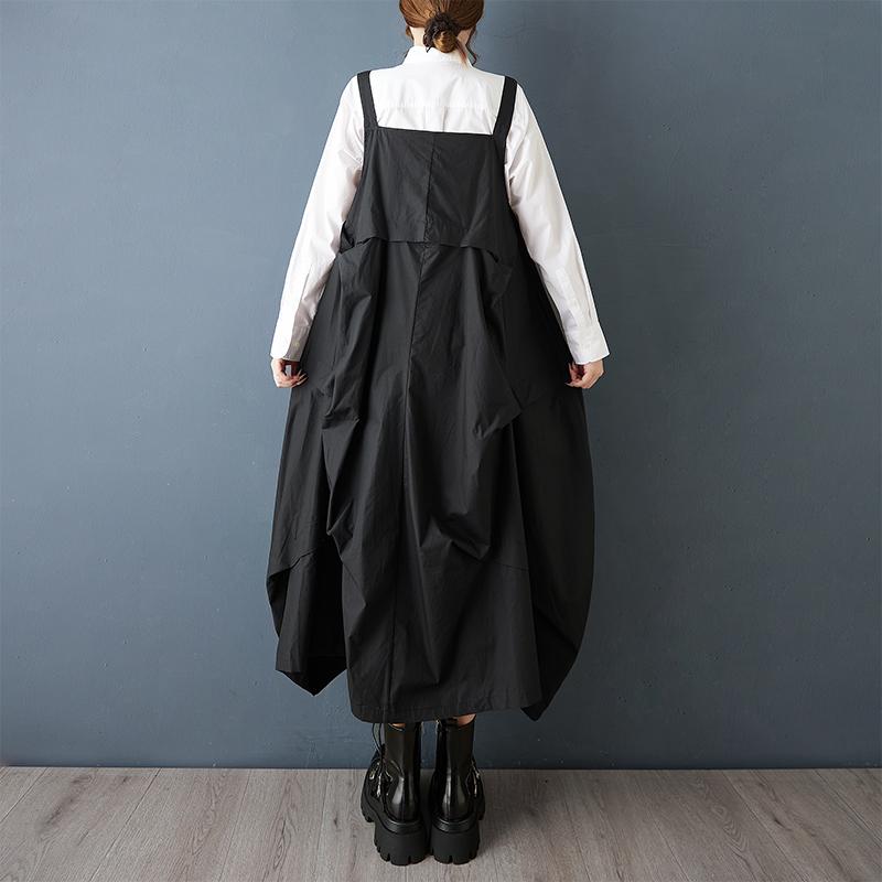 DIMANAF 2025 Autumn Women Plus Size Casual Long Dress Loose Fashion Lady Sleeveless Maxi Dress Black