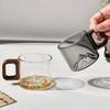 Distant Mountain Tea Cup: Heat-Resistant Glass with Wooden Handle, Personalized for Home Use, Ideal for Mountain Viewing.