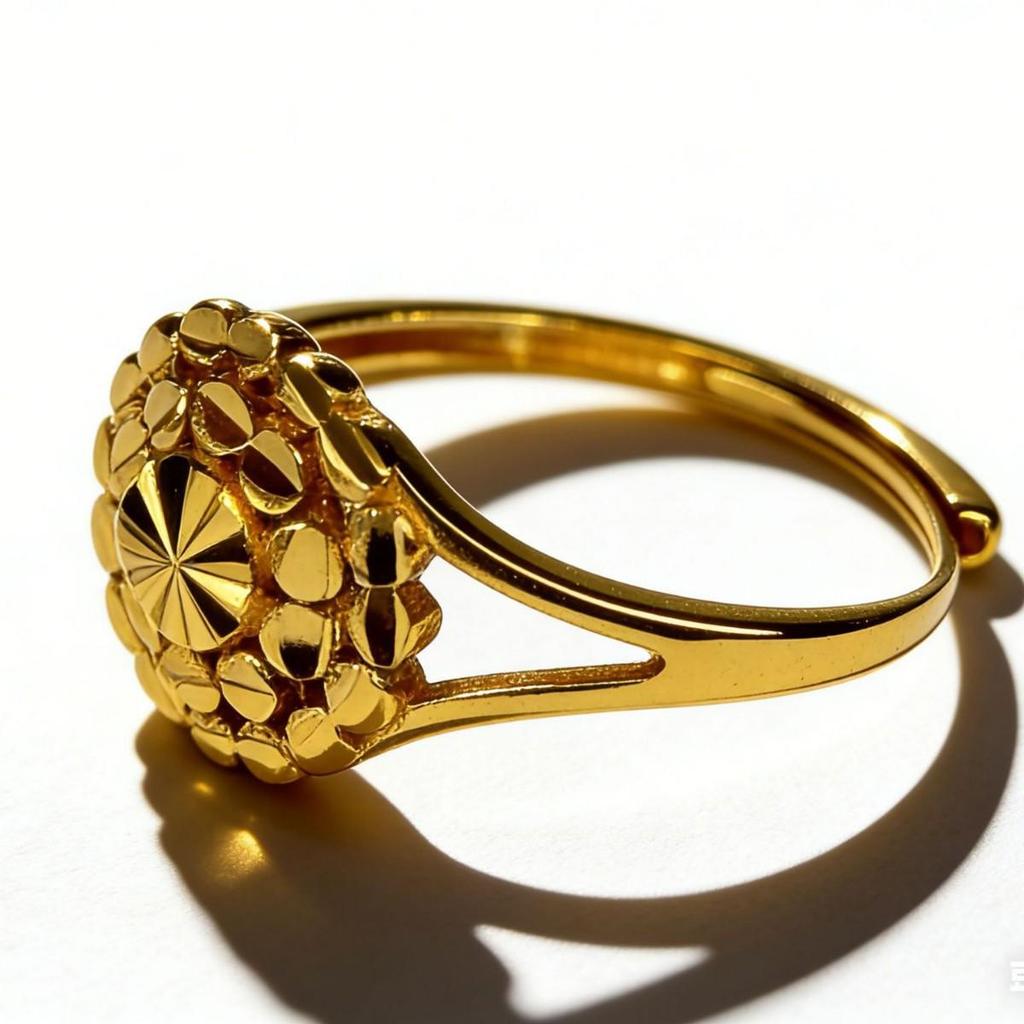 Sand Gold Plum Blossom Open Ring - Wedding Fashion Jewelry