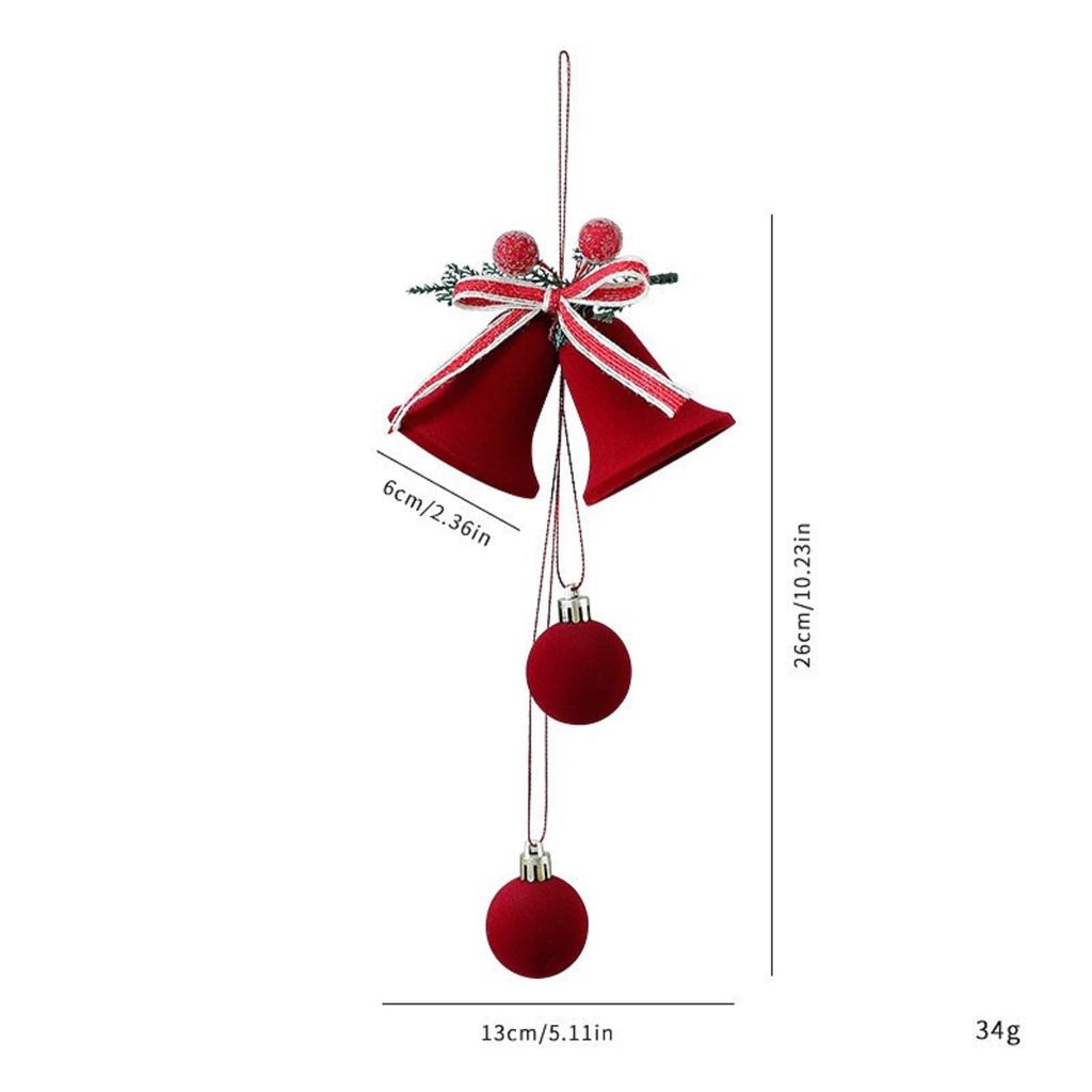 Christmas Bell Decorative Pendant,Christmas Indoor Wall Decoration With Needles,wine Red Christmas Flocking Bells,Christmas Tree Decorations,