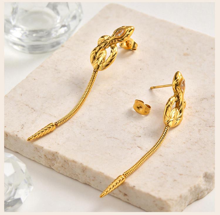 Snake Chain Long Tassel Earrings for Women, Stainless Steel  18K Gold Plated Dangle Earrings Fashion Jewelry