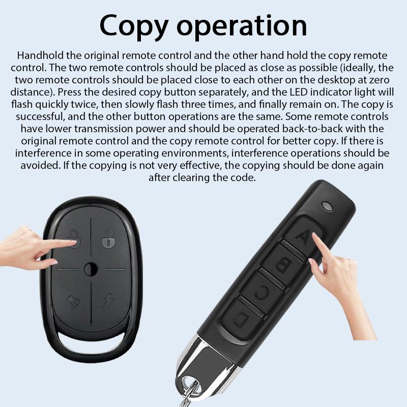 433MHZ Copy Remote Control Auto Code Garage Gate Door Opener 4 Keys Remote Control Duplicator Cloning Code Car Key