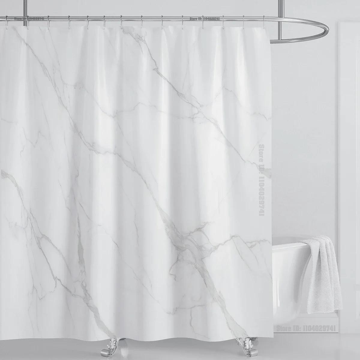 

Marble Waterproof Shower Curtain Waterproof Curtain for Bathroom Decor Printed Washable with Hooks 90x180cm