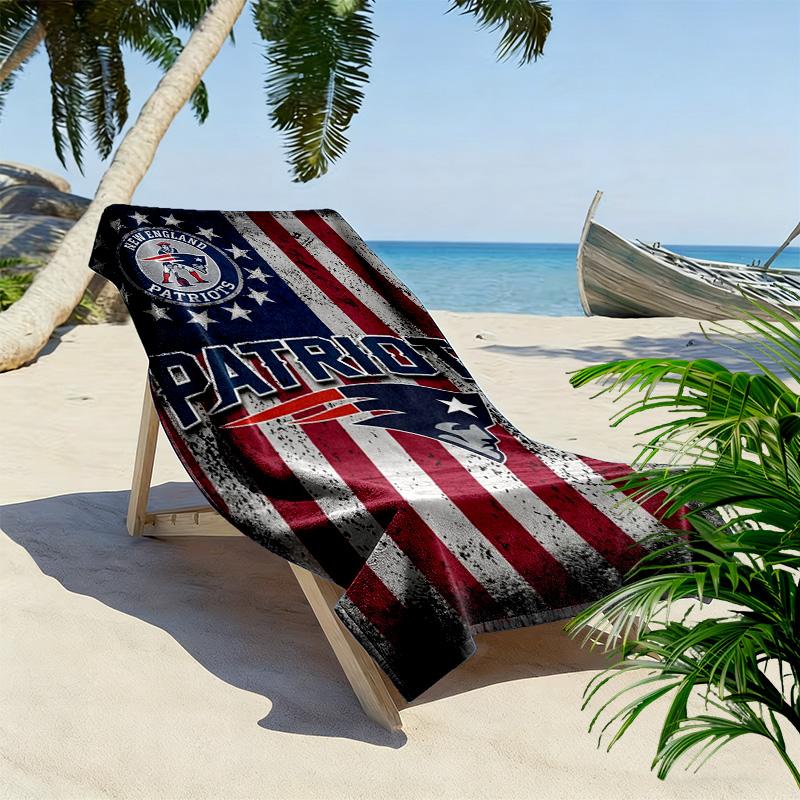 New England Patriots Print Beach Towel, Large Soft Quick Dry Towel for Beach Camping Swimming