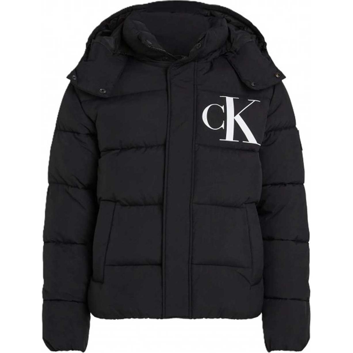 

Calvin Klein Letter Print Detachable Hooded Zip-Up Long Sleeve Jacket Men Jackets Black J30J326104-BEH XL